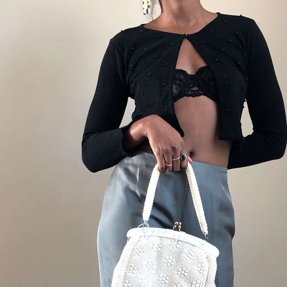 Vintage beaded crop sweater
